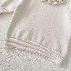 Infant Baby Girls White Lace Round Collars Simpfy Long-sleeve Undershirt Autumn Wholesale