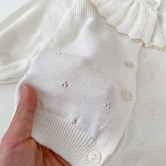 Infant Baby Girls Lotus Leaf Collar Long Sleeve Knit Cardigan Knitwear Wholesale