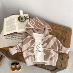 2023 Baby Girls In New Autumn Texture Long-sleeved Cardigan With Hat Wholesale