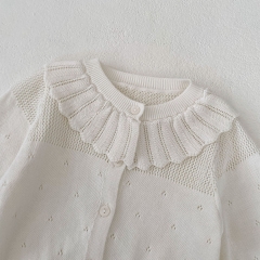Infant Baby Girls Lotus Leaf Collar Long Sleeve Knit Cardigan Knitwear Wholesale