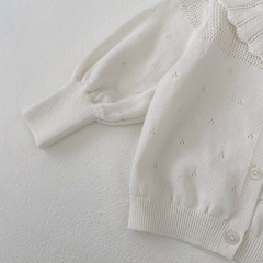 Infant Baby Girls Lotus Leaf Collar Long Sleeve Knit Cardigan Knitwear Wholesale