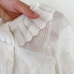 Infant Baby Girls Lotus Leaf Collar Long Sleeve Knit Cardigan Knitwear Wholesale