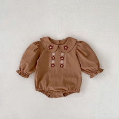 2023 New Autumn Infant Baby Girls Embroidery Jacquard Long Sleeve One Piece Wholesale