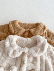 Unisex Infant Baby Solid Fluffy Knitting Pattern Cardigan and Pants Sets Wholesale