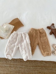 Unisex Infant Baby Solid Fluffy Knitting Pattern Cardigan and Pants Sets Wholesale