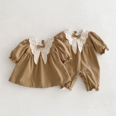 Infant Baby Girls Square Neck Romper&Dress Sets Wholesale