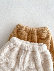 Unisex Infant Baby Solid Fluffy Knitting Pattern Cardigan and Pants Sets Wholesale
