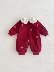 2023 New Winter Infant Baby Unisex Corduroy Teddy Bear Embroidery Romper Wholesale