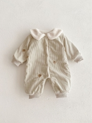 2023 New Winter Infant Baby Unisex Corduroy Teddy Bear Embroidery Romper Wholesale