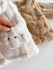 Unisex Infant Baby Solid Fluffy Knitting Pattern Cardigan and Pants Sets Wholesale