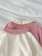Infant Baby Girls Cozy Thick Bows Attached Romper Wholesale