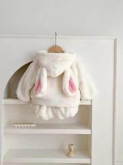 Infant Baby Girls Fluffy Rabbit Style Cardigan and Pants Sets Wholesale