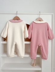 Infant Baby Girls Cozy Thick Bows Attached Romper Wholesale
