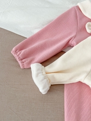 Infant Baby Girls Cozy Thick Bows Attached Romper Wholesale