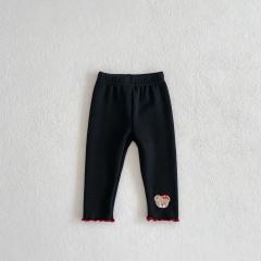 Infant Baby Girls Cartoon Logo Knitted Red Cardigan and Black Pants Sets Wholesale