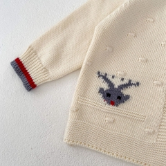 New Autumn Baby Girls Embroidery Elk Head Cardigan Combo Overalls In Sets Wholesale