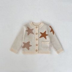New Spring And Autumn Infant Baby Girls Knitting Star Cardigan Combo Overalls In Sets Wholesale