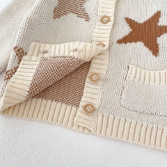 New Spring And Autumn Infant Baby Girls Knitting Star Cardigan Combo Overalls In Sets Wholesale