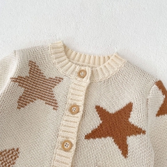 New Spring And Autumn Infant Baby Girls Knitting Star Cardigan Combo Overalls In Sets Wholesale