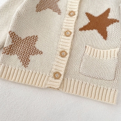 New Spring And Autumn Infant Baby Girls Knitting Star Cardigan Combo Overalls In Sets Wholesale