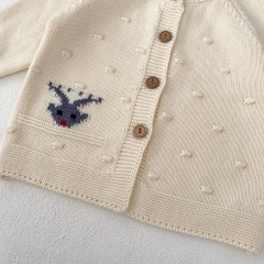 New Autumn Baby Girls Embroidery Elk Head Cardigan Combo Overalls In Sets Wholesale