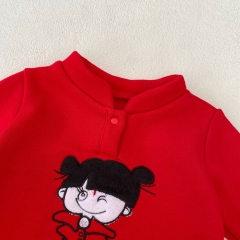 New Year Infant Baby Girls Cartoon Long Sleeve One Piece In Spring Wholesale