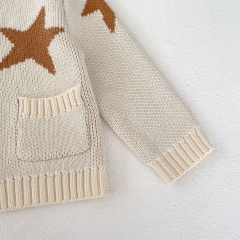 New Spring And Autumn Infant Baby Girls Knitting Star Cardigan Combo Overalls In Sets Wholesale