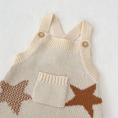 New Spring And Autumn Infant Baby Girls Knitting Star Cardigan Combo Overalls In Sets Wholesale