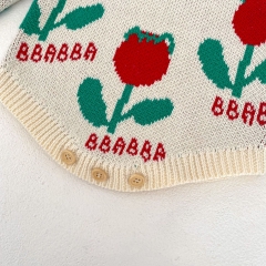 New Spring Infant Baby Girl Jacquard Knitting Long Sleeve One Piece Wholesale