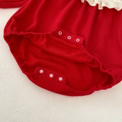 New Year Infant Baby Girl Red Long Sleeve One Piece Wholesale