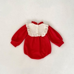 New Year Infant Baby Girl Red Long Sleeve One Piece Wholesale