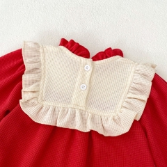 New Year Infant Baby Girl Red Long Sleeve One Piece Wholesale