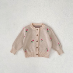 Baby Girls Jacquard Knitting Long Sleeve Knit Cardigan Knitwear In New Spring Wholesale