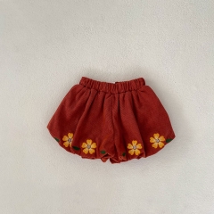 Infant Baby Girls Corduroy Jacquard Embroidery Short Pant Wholesale