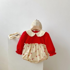 Infant Baby Girls Cherry Print Long Sleeve One Piece In New Autumn Wholesale