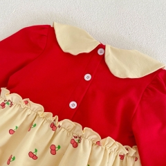 Infant Baby Girls Cherry Print Long Sleeve One Piece In New Autumn Wholesale