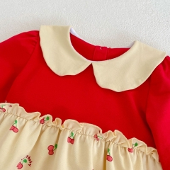 Infant Baby Girls Cherry Print Long Sleeve One Piece In New Autumn Wholesale