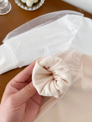 Infant Baby Girls Puff Sleeve Round Collars Undershirt In New Spring Wholesale