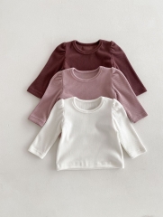 Infant Baby Girls Solid Colors Long-sleeve Undershirt In New Spring&Autumn Wholesale