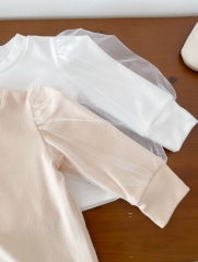 Infant Baby Girls Puff Sleeve Round Collars Undershirt In New Spring Wholesale