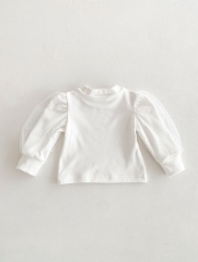 Infant Baby Girls Puff Sleeve Round Collars Undershirt In New Spring Wholesale