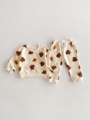 New Arrivals Baby Boys&Girls Little Bears Or Fish Print Around Round Collars Long-sleeved In Sets In New Spring&Autumn Wholesale