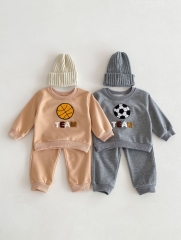 Ins Baby Boys And Girls Ball Embroidery Round Collars Long-sleeved In Sets In New Spring&Autumn Wholesale