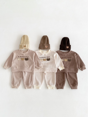 2024 Baby Unisex Three Little Bear Head  Long-sleeved In Sets In New Spring Wholesale