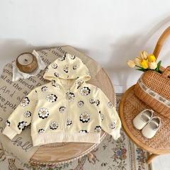 2024 Baby Girls Flowers Around Long-sleeved Spring Coat Wholesale
