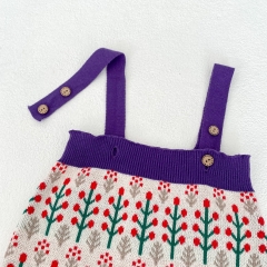 2024 New Spring&Autumn Infant Baby Girls Jacquard Knitting Cardigan Combo Overalls In Sets Wholesale