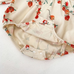 2024 New Year Infant Baby Girls Jacquard Print Long Sleeve One Piece In New Spring Wholesale