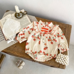 2024 New Year Infant Baby Girls Jacquard Print Long Sleeve One Piece In New Spring Wholesale