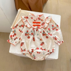 2024 New Year Infant Baby Girls Jacquard Print Long Sleeve One Piece In New Spring Wholesale