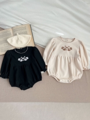 2024 New Spring Infant Baby Girls Jacquard Embroidery Long Sleeve One Piece Wholesale